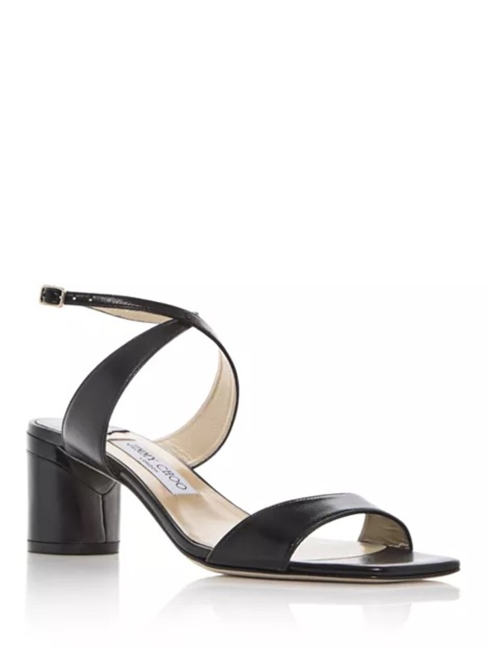 Jimmy Choo Black Leather Strappy Block Heel Sandals